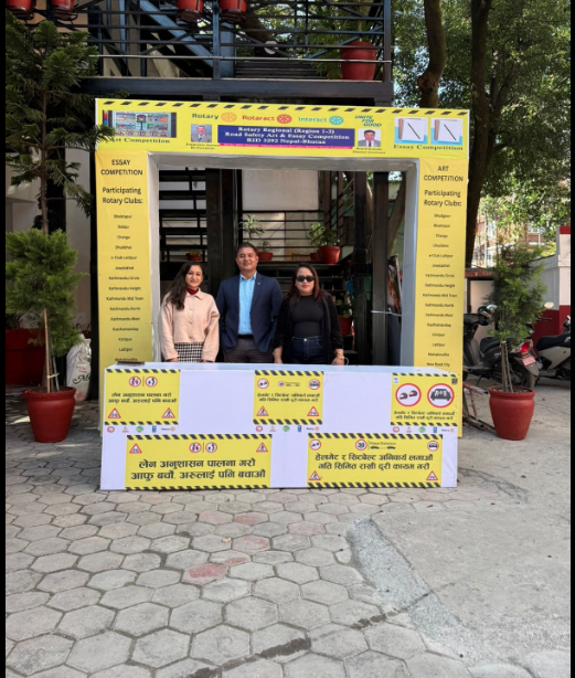 Rice bags to Drugs Free Society Nepal, Rotary Regional (Region 1–3) Road Safety Art & Essay Competition RID 3292 Nepal–Bhutan  and 𝐏𝐚𝐫𝐞𝐧𝐭𝐢𝐧𝐠 𝐀𝐰𝐚𝐫𝐞𝐧𝐞𝐬𝐬 𝐏𝐫𝐨𝐠𝐫𝐚𝐦  by Rotary E Club of District 3292, Nepal at Shree Bhanodaya Basic School, Sanogaun, Lalitpur