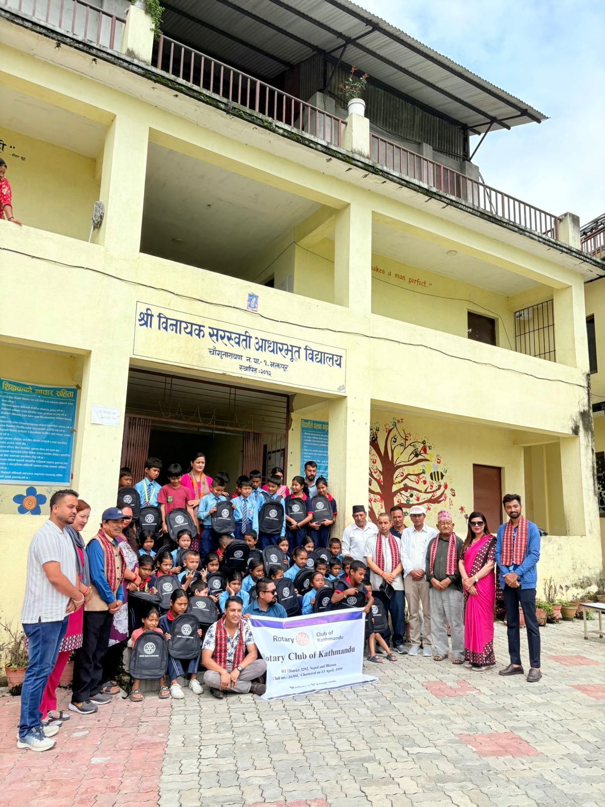 Rotary Club of Kathmandu Distributes School Bags to the Students of Shree Viniyak Saraswoti Basic School